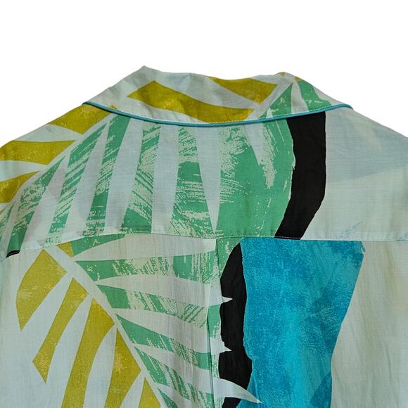 Stars Above Button Up Sleep Shirt Lightweight Green Floral Womens Size Small NEW - Picture 3 of 4